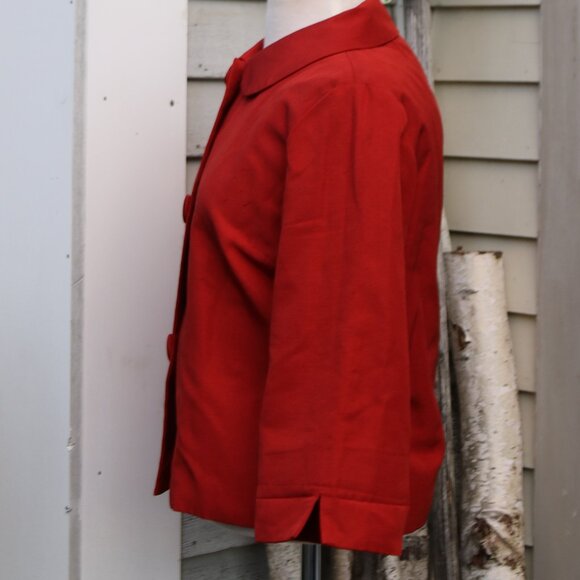 Banana Republic Burnt Orange Round Collar Cotton Blend Cropped Jacket Sz MEDIUM - Picture 4 of 8